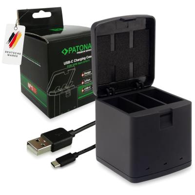 PATONA nabíječka otevírací pro digitální kameru Triple GoPro Hero 9/Hero 10/Hero 11/Hero 12/ AHDBT901/ USB-C