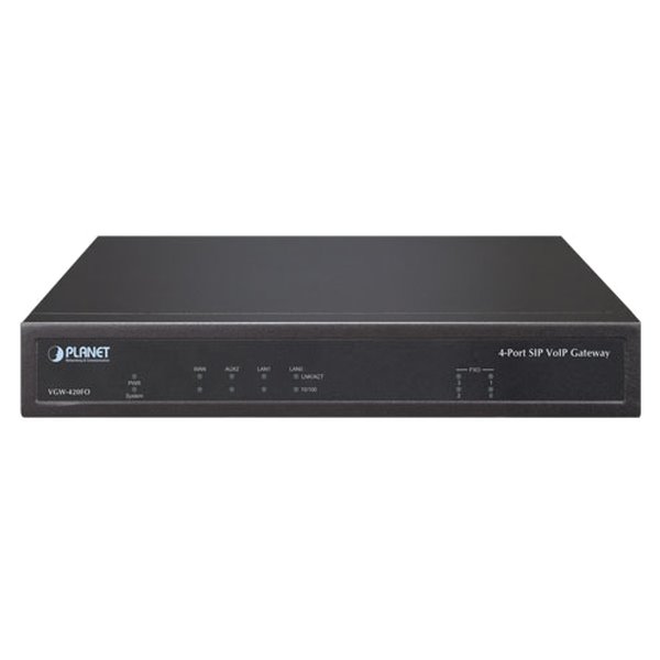 Planet VGW-420FO VoIP gateway, 4x FXO, SIP, CallerID, Fax, firewall, SNMP, TLS/SRTP, QoS