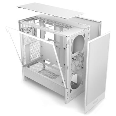 NZXT skříň H5 Flow edition / 2x120 mm fan / USB 3.0 / USB-C 3.1 / průhledná bočnice / mesh panel / bílá