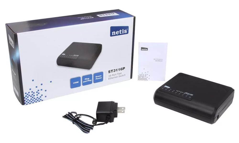 STONET by Netis ST-3116P  Switch 16x 10/100, plastový, GREEN, na stěnu/stůl