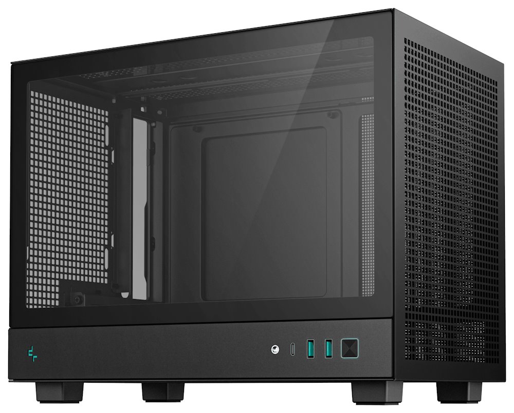DEEPCOOL skříň CH160 / miniITX / USB 3.0 / USB-C / prosklená bočnice / držadlo / černá