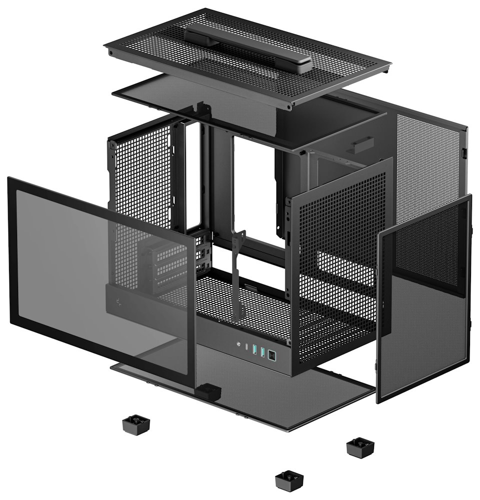 DEEPCOOL skříň CH160 / miniITX / USB 3.0 / USB-C / prosklená bočnice / držadlo / černá