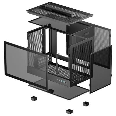 DEEPCOOL skříň CH160 / miniITX / USB 3.0 / USB-C / prosklená bočnice / držadlo / černá