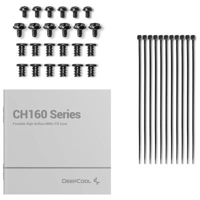 DEEPCOOL skříň CH160 / miniITX / USB 3.0 / USB-C / prosklená bočnice / držadlo / černá
