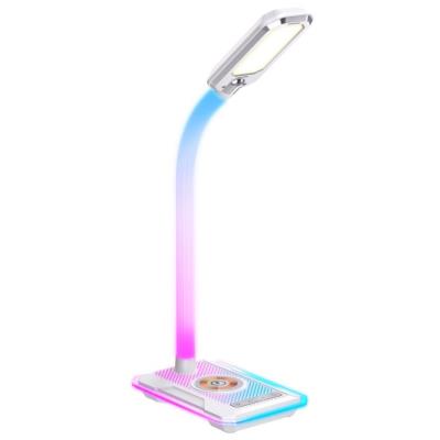 IMMAX LED stolní lampička GAMER RGB/ Qi nabíjení/ RGB/ 250lm/ 5V/2,1A/ USB výstup/ bílá