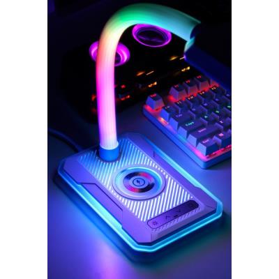 IMMAX LED stolní lampička GAMER RGB/ Qi nabíjení/ RGB/ 250lm/ 5V/2,1A/ USB výstup/ bílá