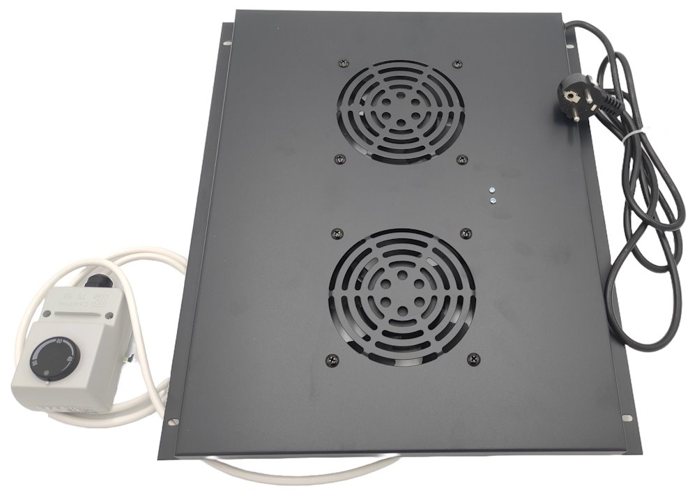 XtendLan Stropní Ventilace pro stojanové rozvadeče ECO hloubky 600mm, 2x ventilátor s termostatem