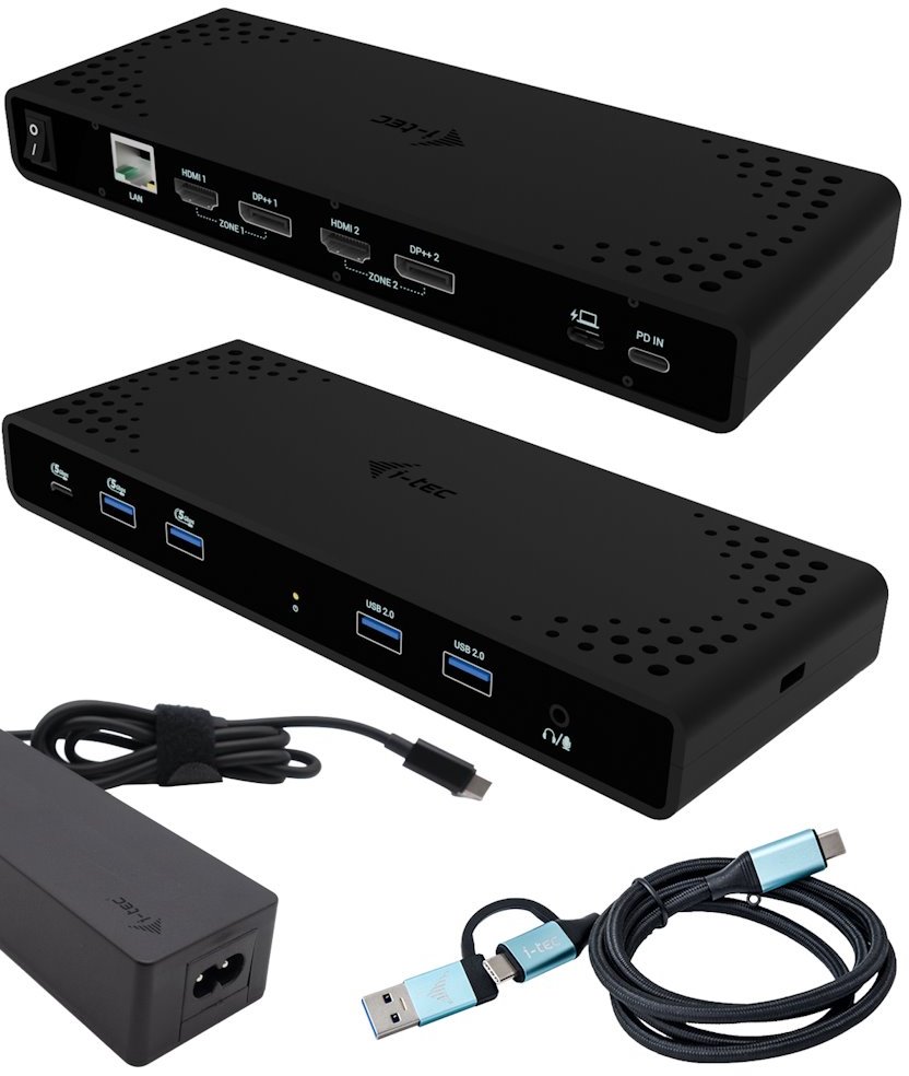 i-tec dokovací stanice Universal Dual 4K Display, Power Delivery 85W + i-tec USB-C nabíječka 100W