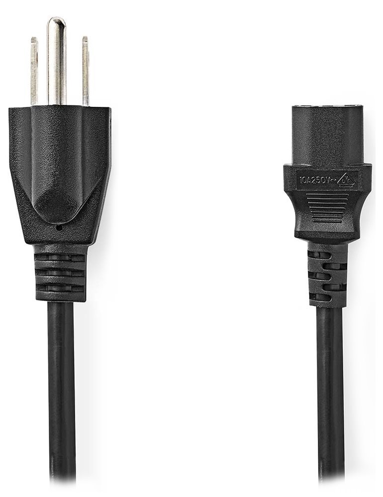 NEDIS napájecí kabel/ přímý/ přímý/ konektor IEC-320-C13/ zástrčka US/ kulatý/ černý/ 2m