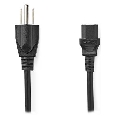 NEDIS napájecí kabel/ přímý/ přímý/ konektor IEC-320-C13/ zástrčka US/ kulatý/ černý/ 2m