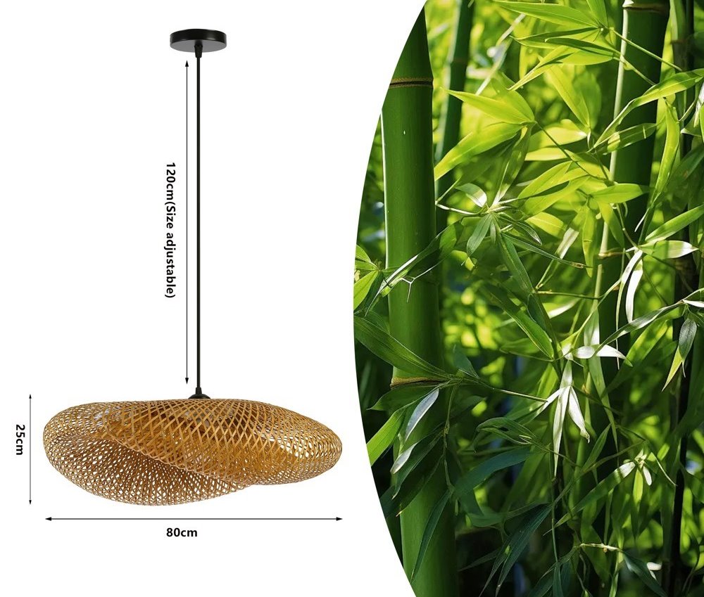 IMMAX BOHO HILO designové závěsné svítidlo, D80cm, E27, bambus