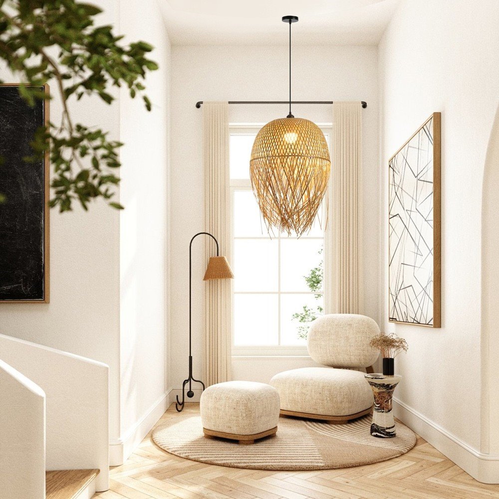 IMMAX BOHO HILO designové závěsné svítidlo, D45cm, E27, bambus