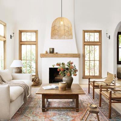 IMMAX BOHO PELO designové závěsné svítidlo, D50cm, E27, přírodní ratan