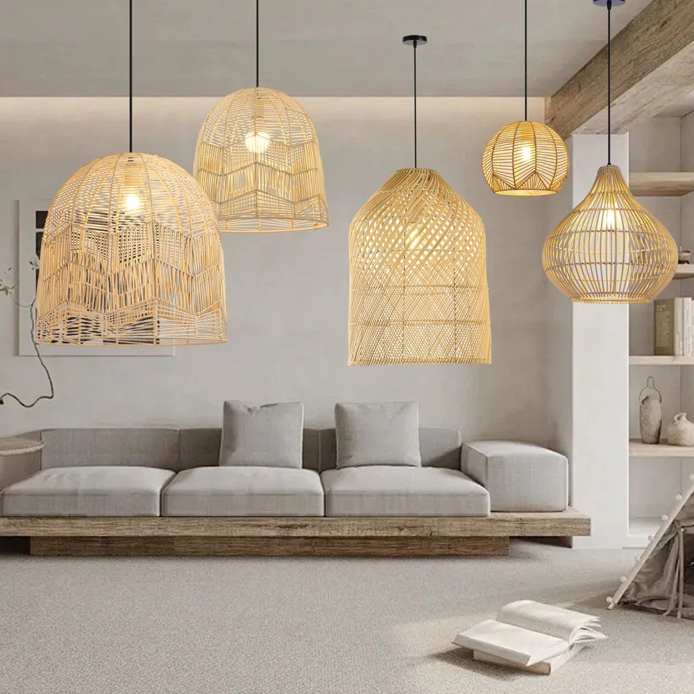 IMMAX BOHO PELO designové závěsné svítidlo, D50cm, E27, přírodní ratan