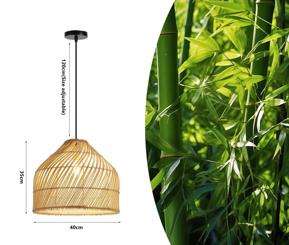 IMMAX BOHO PELO designové závěsné svítidlo, D40cm, E27, přírodní ratan