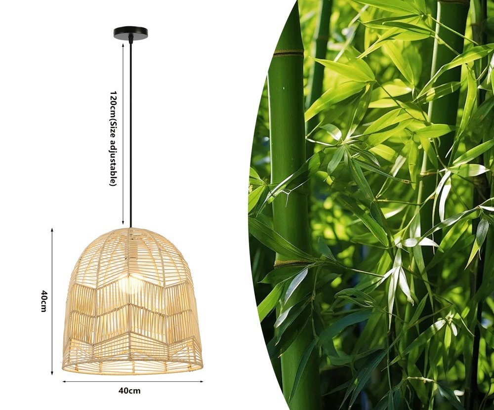 IMMAX BOHO PELO designové závěsné svítidlo, D40cm, E27, přírodní ratan