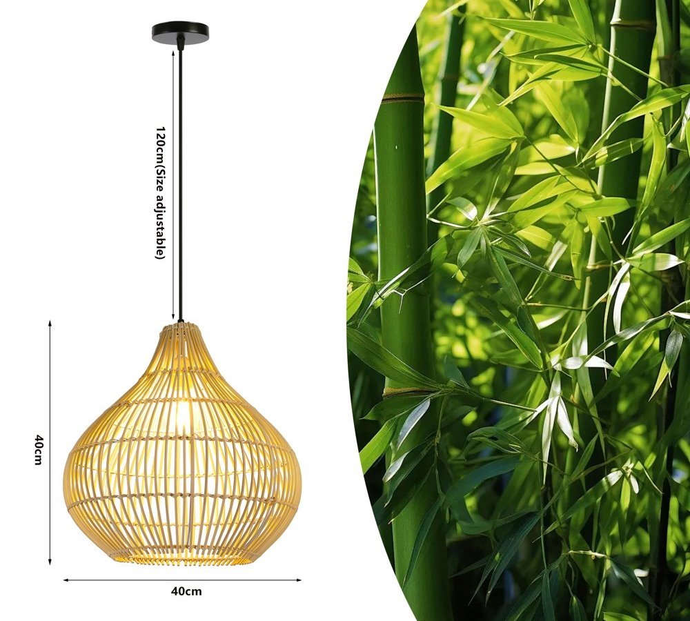 IMMAX BOHO PELO designové závěsné svítidlo, D40cm, E27, přírodní ratan