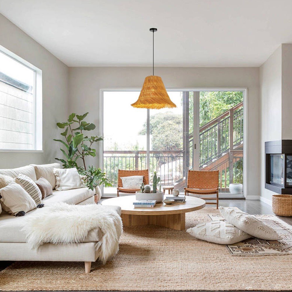 IMMAX BOHO NATURALEZA designové závěsné svítidlo, D45cm, E27, přírodní ratan