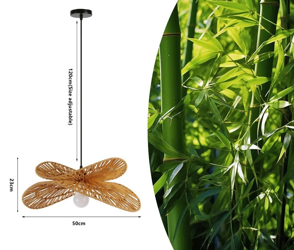 IMMAX BOHO MARIPOSA designové závěsné svítidlo, D50cm, E27, přírodní juta