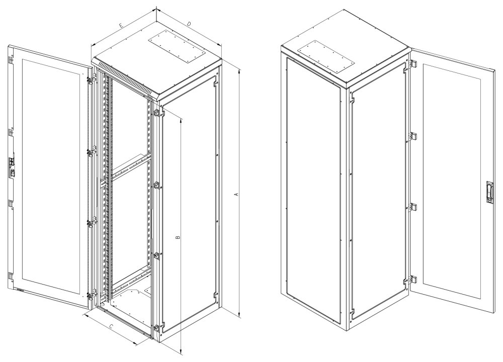Triton 19' rozvaděč stojanový 27U/600x600 IP54,2-bod.z.,pro mon.chl.j.RAL7035