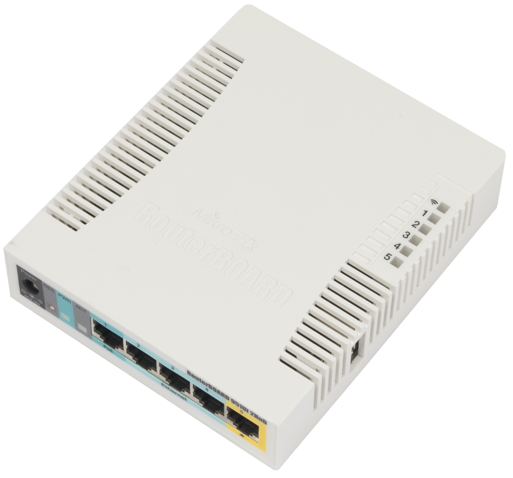 MikroTik RouterBOARD RB951Ui-2HnD 128 MB RAM/ 600 MHz/ 5x LAN/ 1x USB/ MIMO (2x2)/ 2.4Ghz 802b/g/n/, 1x PoE, vč L4