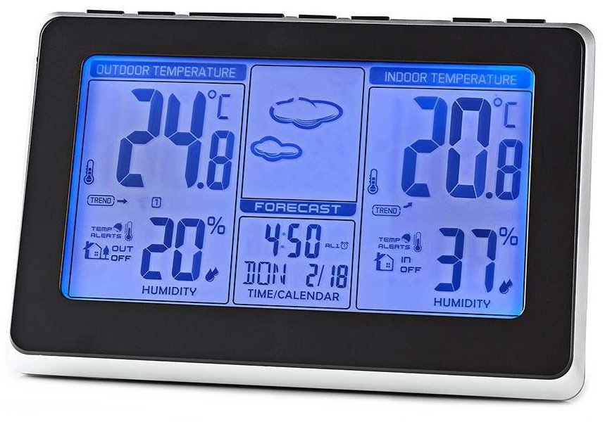 NEDIS meteostanice WEST400B/ vnitřní a venkovní/ digitální/ bezdrátový senzoru počasí/ předpověď počasí/ čas/ LED/ budík