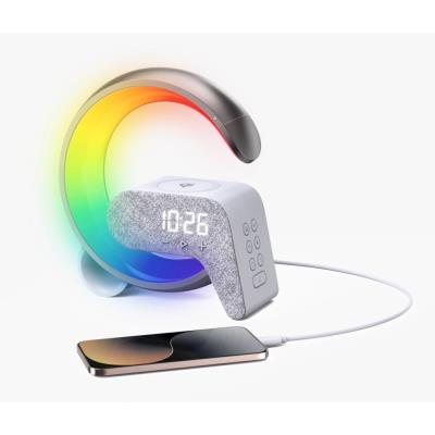 IMMAX LED relaxační lampička FLAMINGO/ Qi nabíjení/ budík/ RGB/ 300lm/ USB výstup/ BT 5.1/ stříbrná