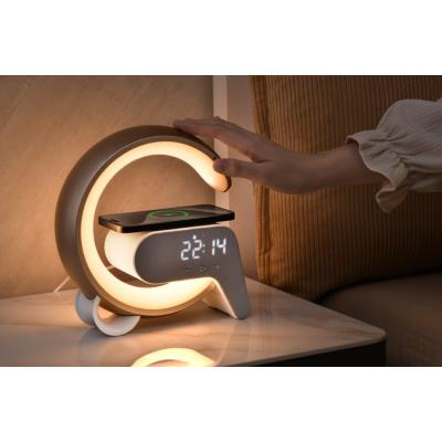 IMMAX LED relaxační lampička FLAMINGO/ Qi nabíjení/ budík/ RGB/ 300lm/ USB výstup/ BT 5.1/ zlatá