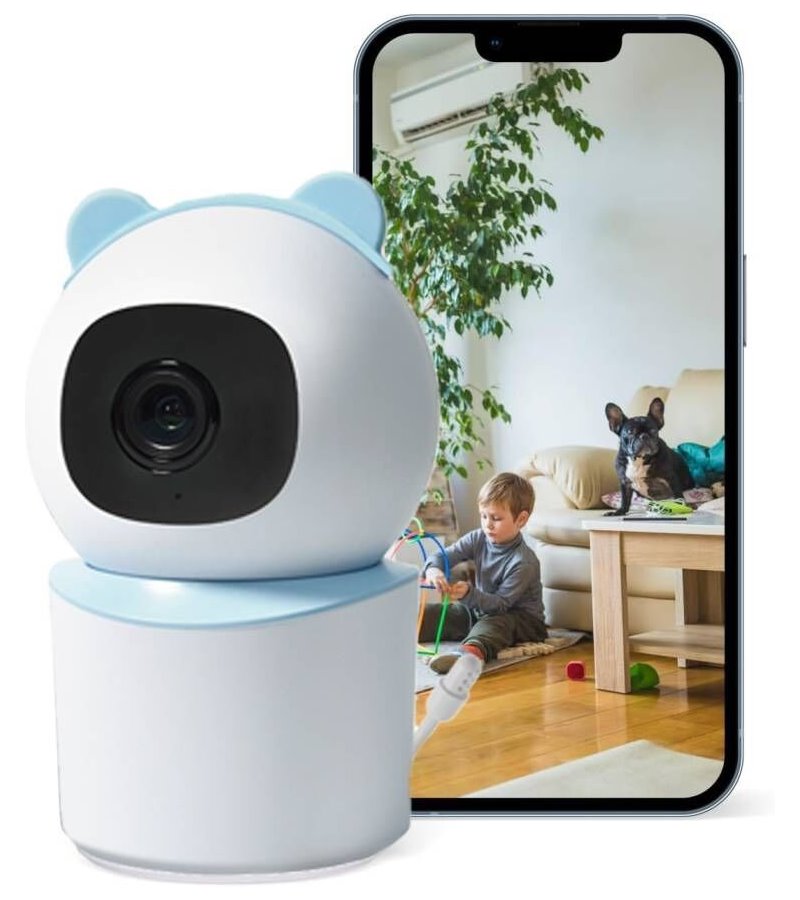 IMMAX NEO LITE SMART Security vnitřní kamera BABY, 355° 50°, P/T, Wi-Fi, 4MP, modrá, TUYA
