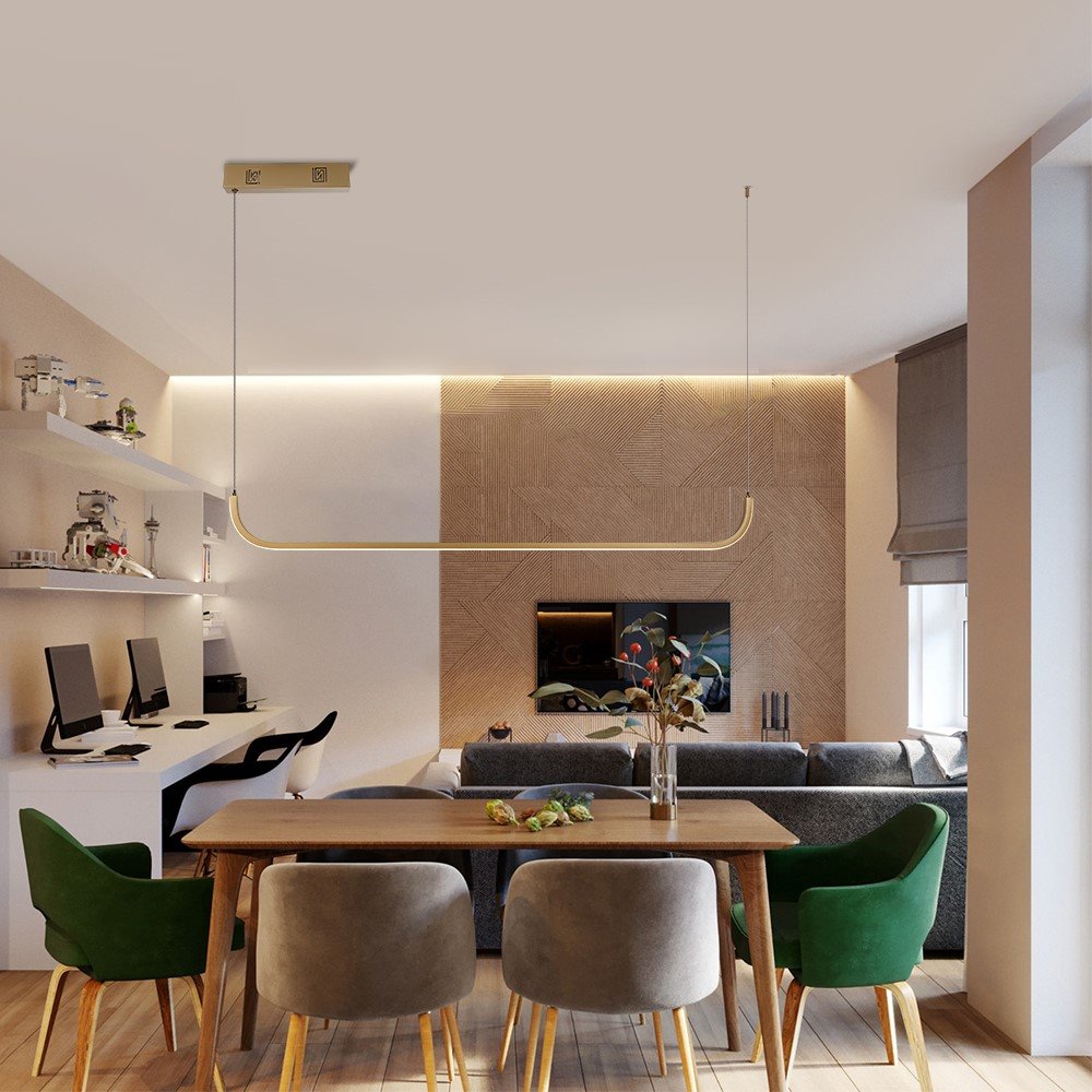 IMMAX NEO PATTINI SMART závěsné svítidlo 120cm 26W 1820lm zlaté Zigbee 3.0, TUYA