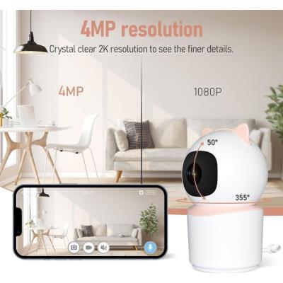 IMMAX NEO LITE SMART Security vnitřní kamera BABY, 355° 50°, P/T, Wi-Fi, 4MP, růžová, TUYA