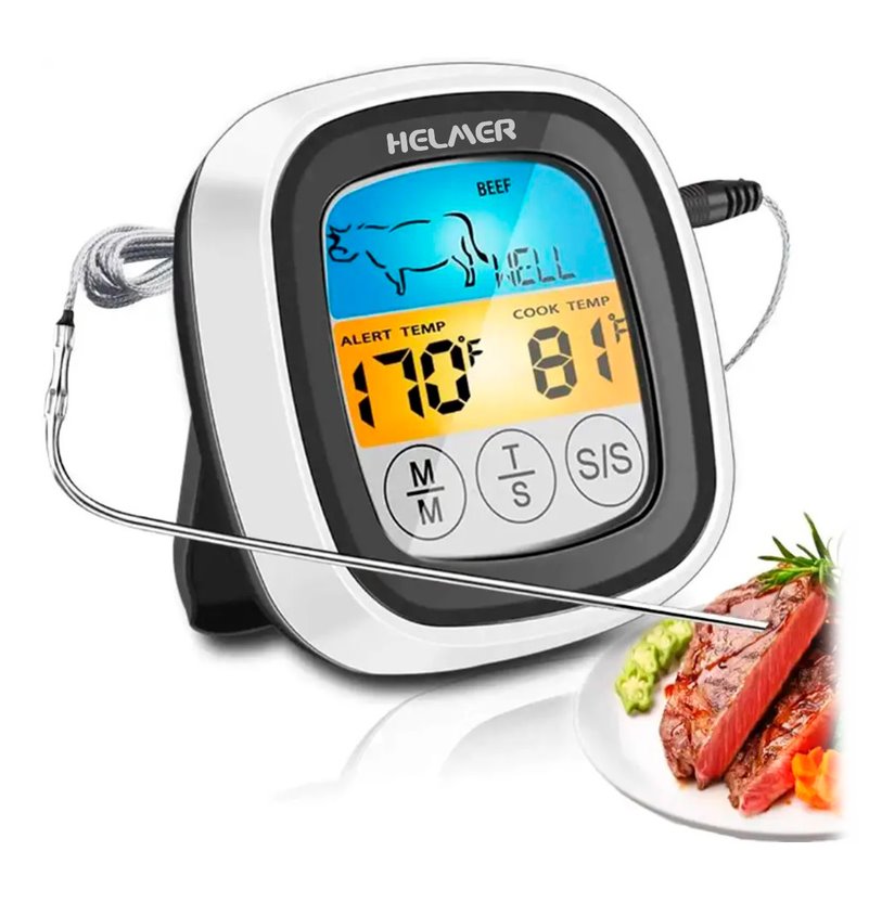 HELMER digitální vpichový kuchyňský teploměr TM 23/ LCD displej/ - 20 až 300 °C/ černo-stříbrný