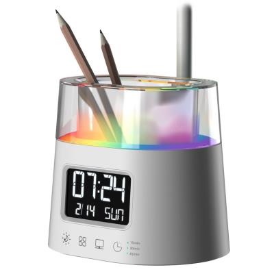 IMMAX LED stolní lampička FRESHMAN s RGB podsvícením/ 10W/ 350lm/ 5V/2A/ držák na tužky/ bílá