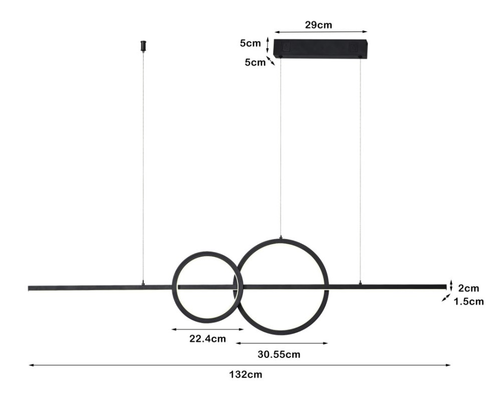 IMMAX NEO LITE RONDAS SMART závěsné svítidlo černé 131cm 56W s podporou BEACON, Wi-Fi, TUYA