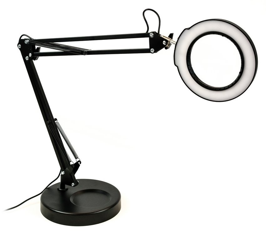 IMMAX LED stolní lampička ZOOM/ s lupou/ 12W/ 5V/2A/ stmívatelná/ černá