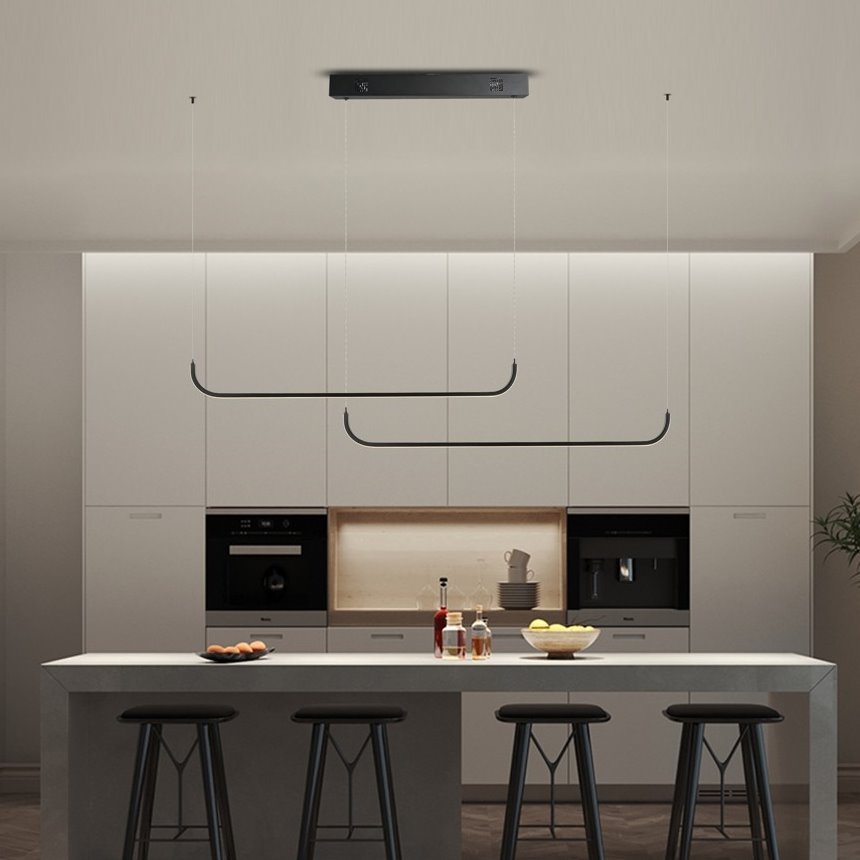 IMMAX NEO PATTINI Smart závěsné svítidlo dvojité 160-280cm, 53W, 3640lm černé Zigbee 3.0, TUYA