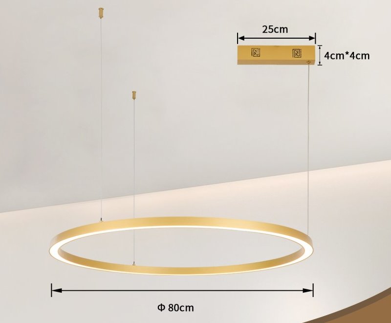 IMMAX NEO FINO NEW SMART závěsné svítidlo 1 kruh, 80cm, 60W, zlaté, Zigbee 3.0, TUYA