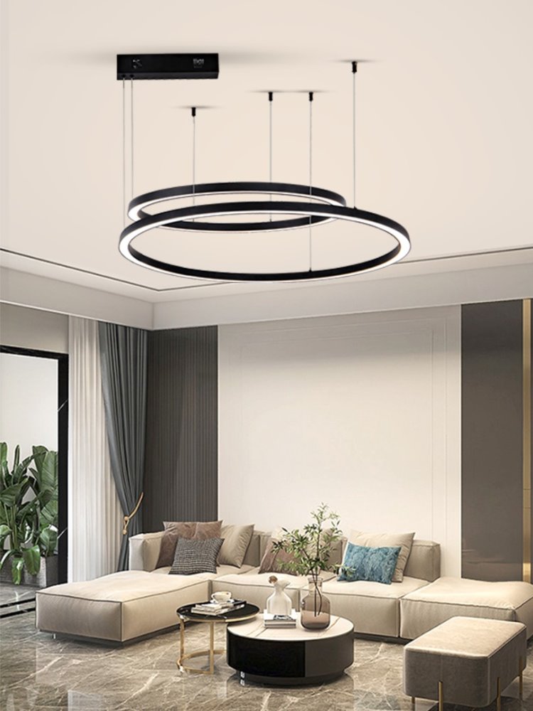 IMMAX NEO FINO NEW SMART závěsné svítidlo 2 kruhy, 60+80cm, 93W, černé, Zigbee 3.0, TUYA