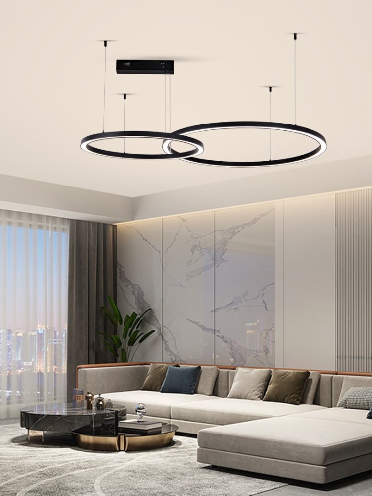 IMMAX NEO FINO NEW SMART závěsné svítidlo 2 kruhy, 60+80cm, 93W, černé, Zigbee 3.0, TUYA