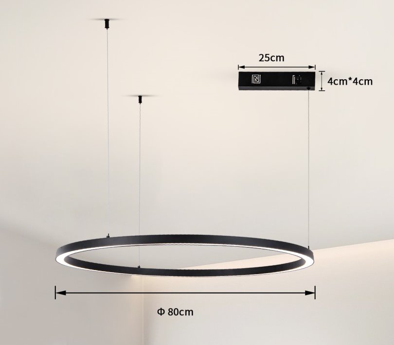 IMMAX NEO FINO NEW SMART závěsné svítidlo 1 kruh, 80cm, 60W, černé, Zigbee 3.0, TUYA