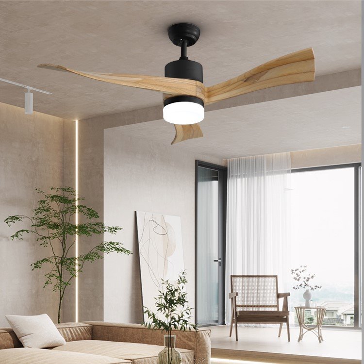 IMMAX NEO LITE SOFISTICADO SMART LED stropní svítidlo s ventilátorem Wi-Fi černé/dřevo, TUYA