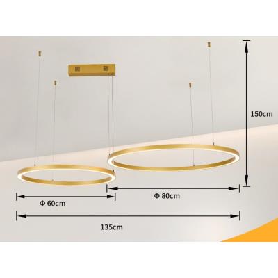 IMMAX NEO FINO NEW SMART závěsné svítidlo 2 kruhy, 60+80cm, 93W zlaté, Zigbee 3.0, TUYA