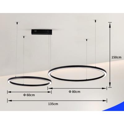 IMMAX NEO FINO NEW SMART závěsné svítidlo 2 kruhy, 60+80cm, 93W, černé, Zigbee 3.0, TUYA