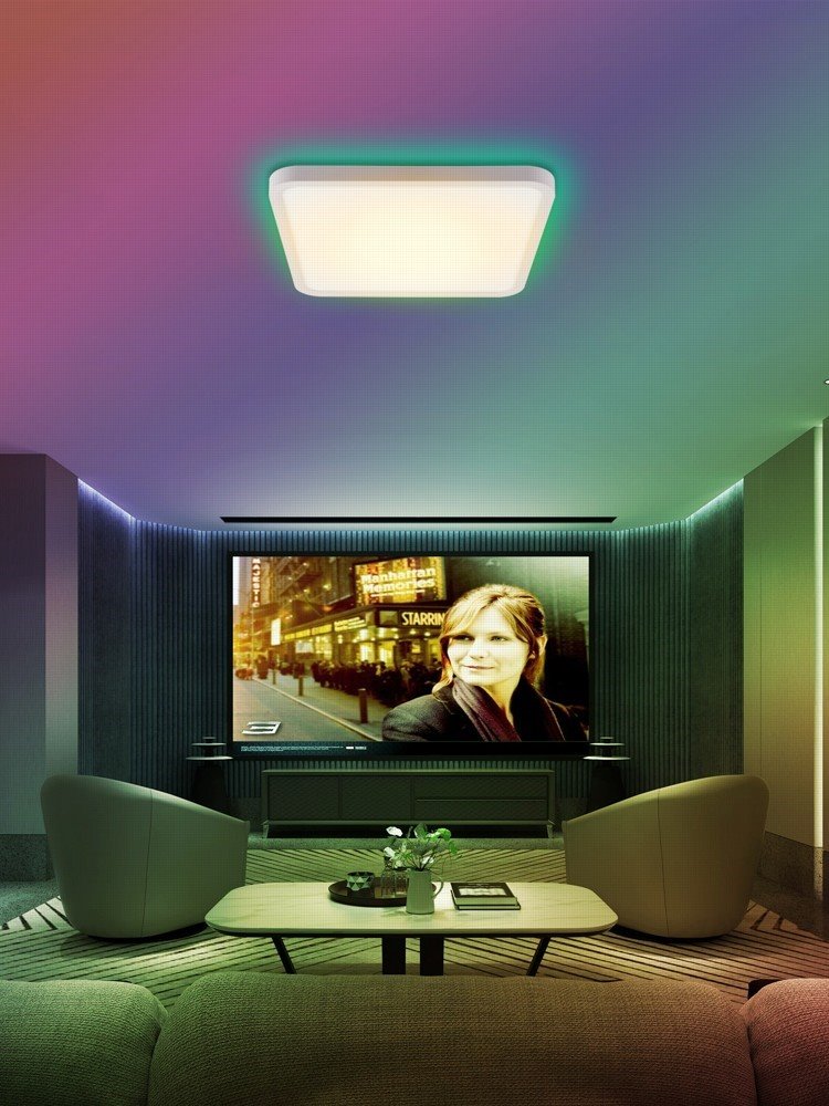 IMMAX NEO LITE TUDO SMART stropní svítidlo s RGB podsvícením 40x40cm, 50W Wi-Fi bílá, TUYA