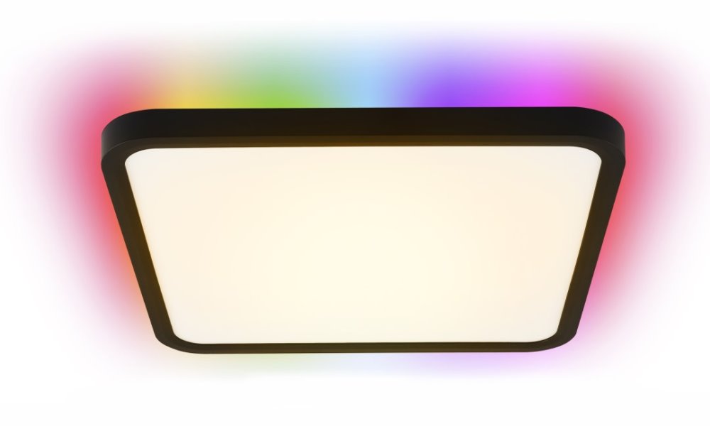 IMMAX NEO LITE TUDO SMART stropní svítidlo s RGB podsvícením 40x40cm, 50W Wi-Fi černá, TUYA