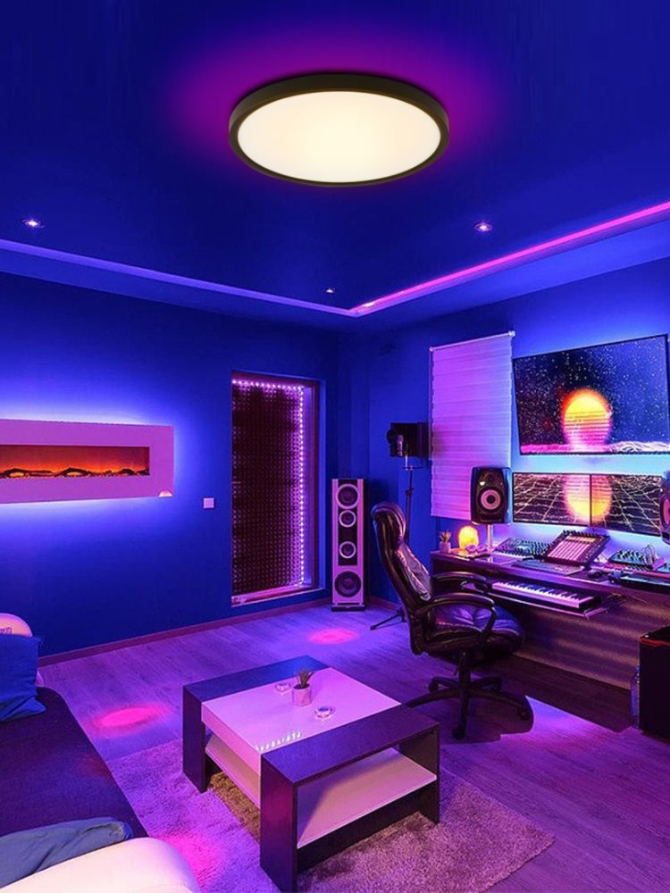 IMMAX NEO LITE TUDO SMART stropní svítidlo s RGB podsvícením 40cm, 50W Wi-Fi černá, TUYA