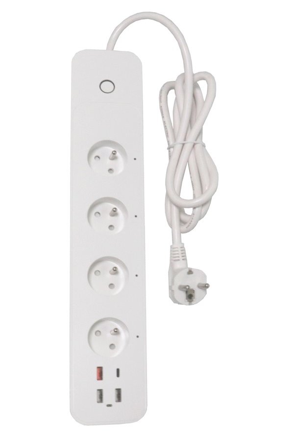 IMMAX NEO LITE SMART chytrý prodlužovací přívod/ 4x FR zásuvka/ 3x USB/ 1x USB-C/ Power delivery/ Wi-Fi/ bílý/ TUYA