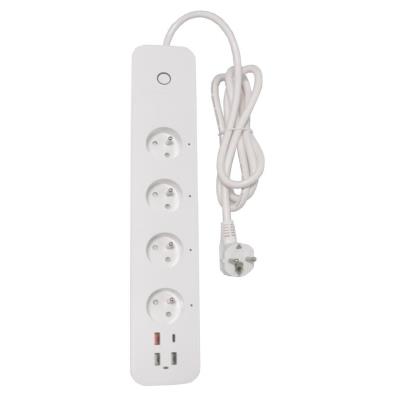 IMMAX NEO LITE SMART chytrý prodlužovací přívod/ 4x FR zásuvka/ 3x USB/ 1x USB-C/ Power delivery/ Wi-Fi/ bílý/ TUYA