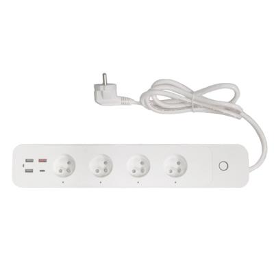 IMMAX NEO LITE SMART chytrý prodlužovací přívod/ 4x FR zásuvka/ 3x USB/ 1x USB-C/ Power delivery/ Wi-Fi/ bílý/ TUYA