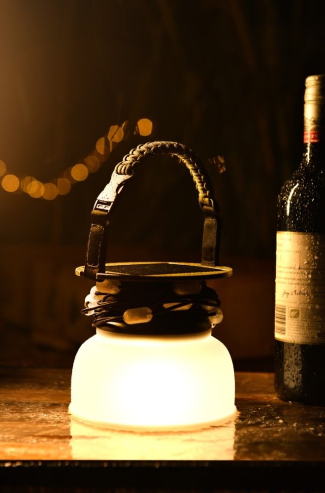 IMMAX solární kempingová lampička s integrovaným RGB LED světelným řetězem/ 10W/ IP65/ USB-C